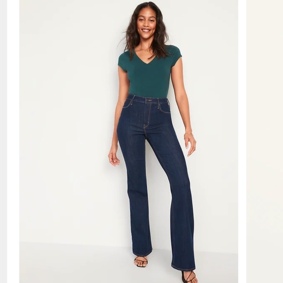 Old Navy High Rise Flare Jeans Size 12 Long - Picture 1 of 12